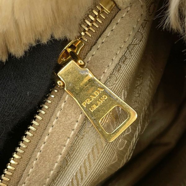 プラダ トートバッグ カナパ デニム フェイクファー BN2182 PRADA