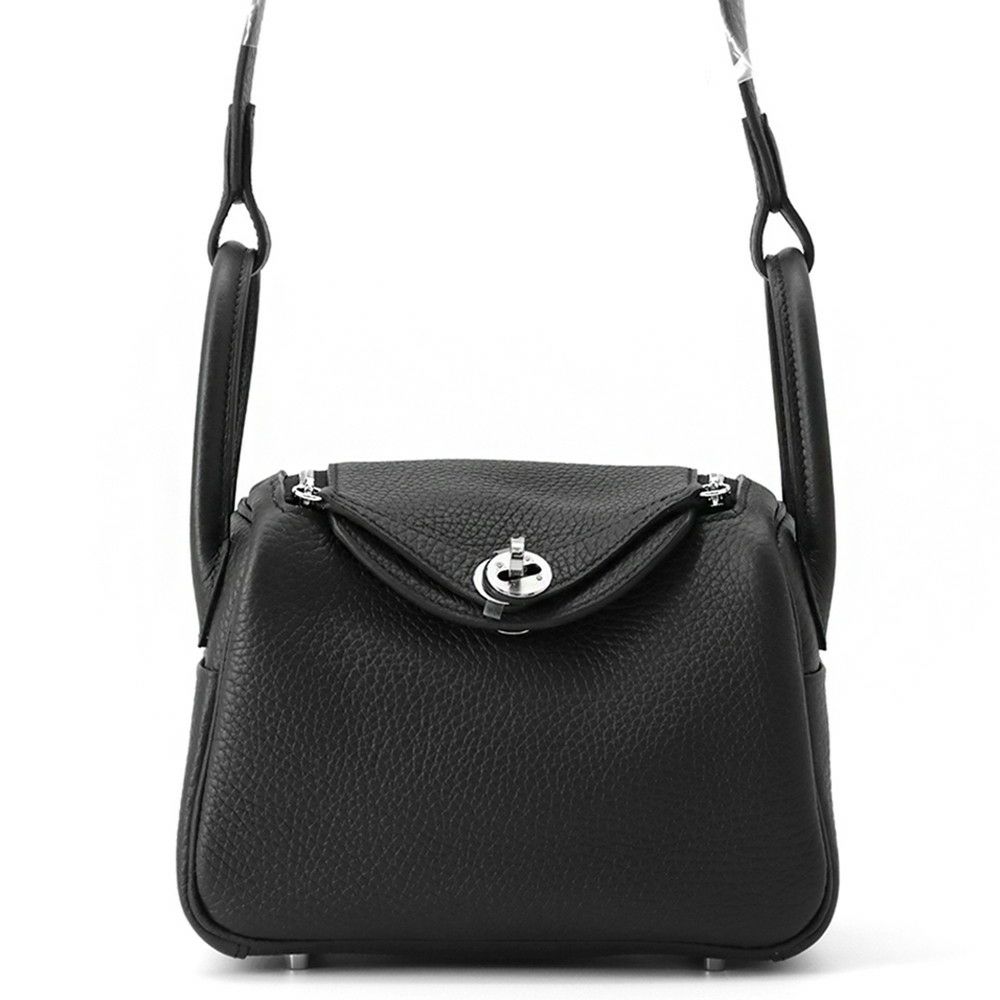 エルメス ハンドバッグ リンディ ミニ ブラック/シルバー金具 トリヨンクレマンス K刻印 2wayショルダー 黒