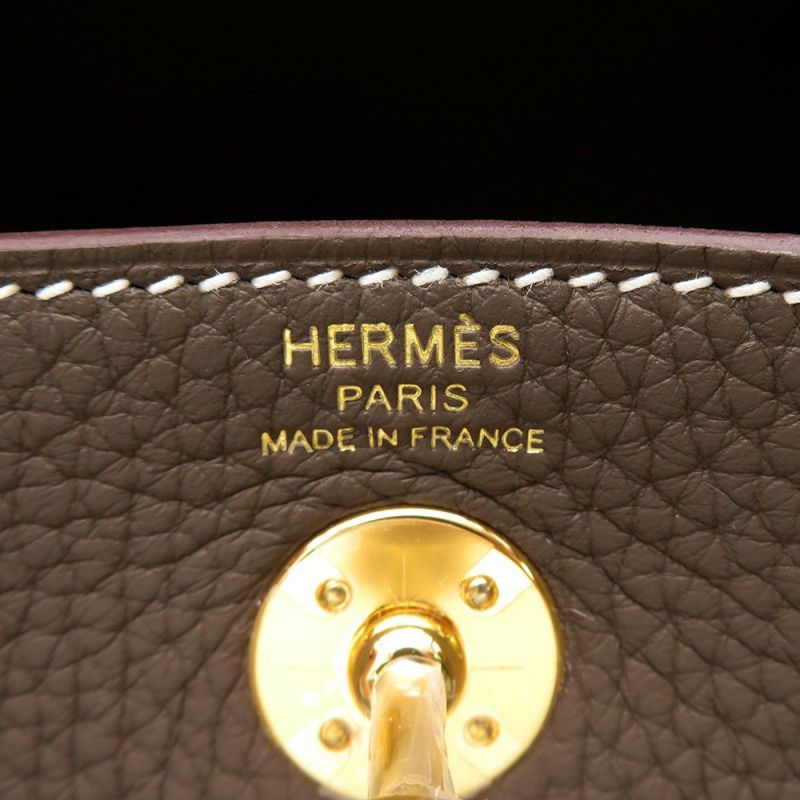 エルメス ハンドバッグ リンディ ミニ エトゥープ/ゴールド金具 トリヨンクレマンス K刻印 HERMES バッグ 2wayショルダーバッグ