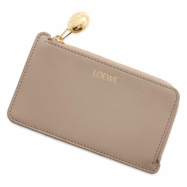 ロエベ コインケース ぺブル シャイニーナパカーフ レザー CANBZ40X01 LOEWE カードケース ベージュ