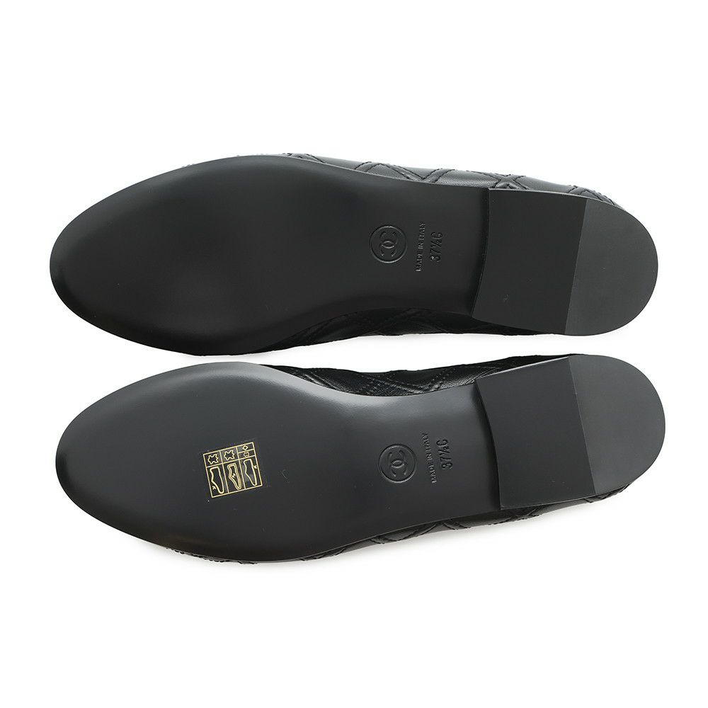 シャネル パンプス ココマーク バレエシューズ ラムスキン エナメル レディースサイズ37 1/2C G40110 CHANEL 靴 黒