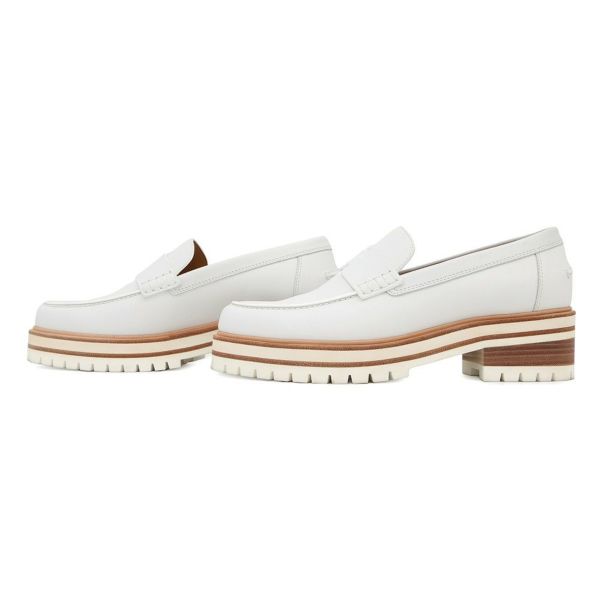 エルメス ローファー オフホワイト 37 HERMES 美品 エルメス モカシン アイビー レザー レディースサイ37 1/2