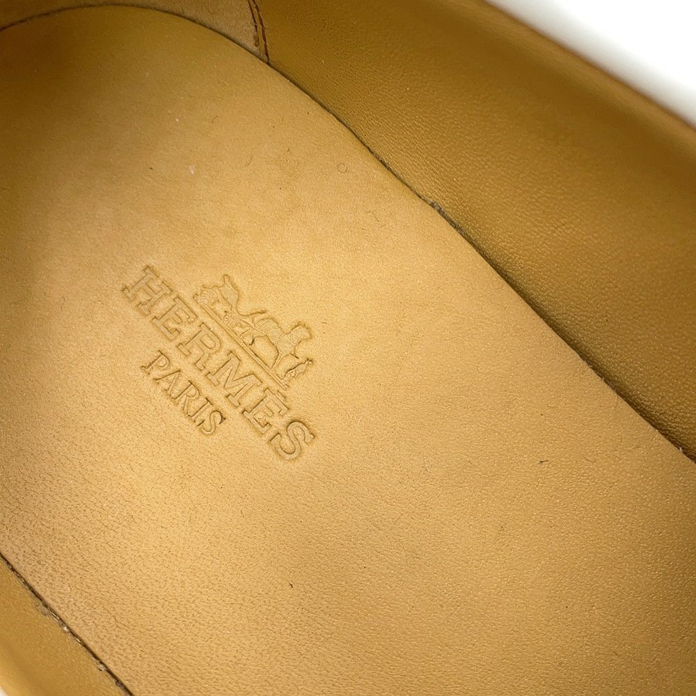 エルメス モカシン アイビー レザー レディースサイ37 1/2 HERMES 靴 ローファー 白