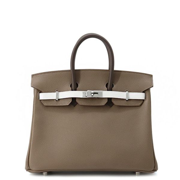 エルメス バーキン25 トリコロール エトゥープ/グリスペール/エベンヌ/シルバー金具 エプソン B刻印HERMES Birkin