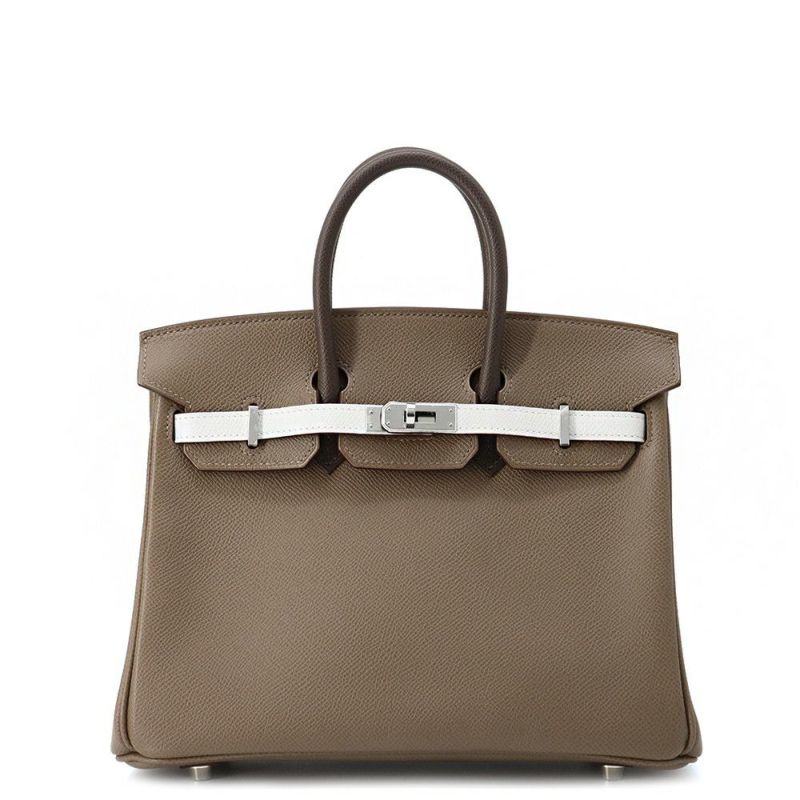 エルメス バーキン25 トリコロール エトゥープ/グリスペール/エベンヌ/シルバー金具 エプソン B刻印HERMES Birkin