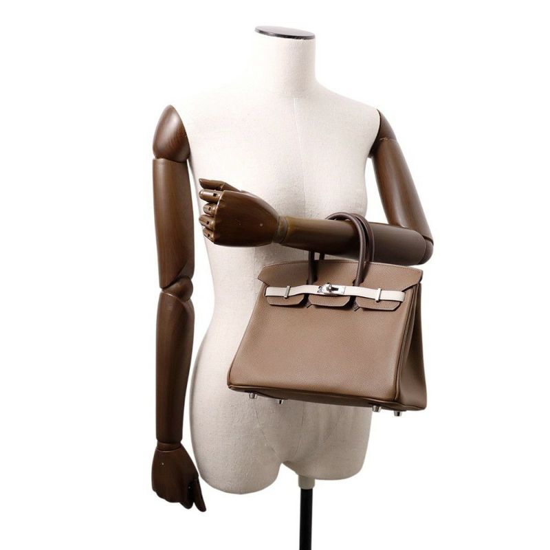 エルメス バーキン25 トリコロール エトゥープ/グリスペール/エベンヌ/シルバー金具 エプソン B刻印HERMES Birkin