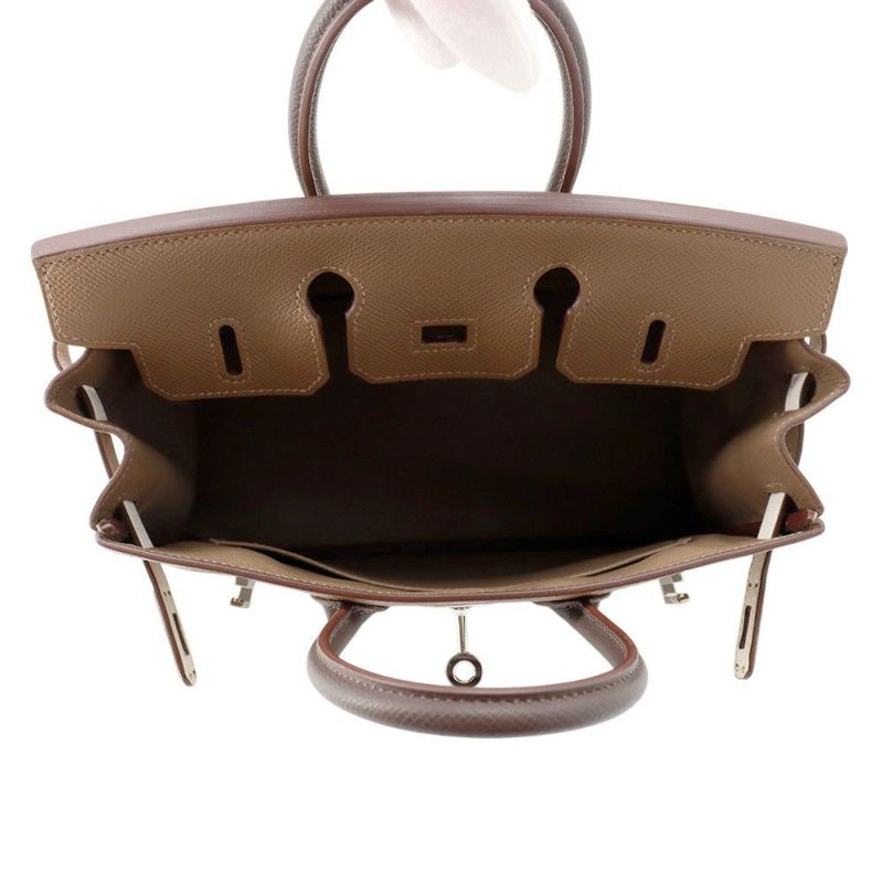 エルメス バーキン25 トリコロール エトゥープ/グリスペール/エベンヌ/シルバー金具 エプソン B刻印HERMES Birkin