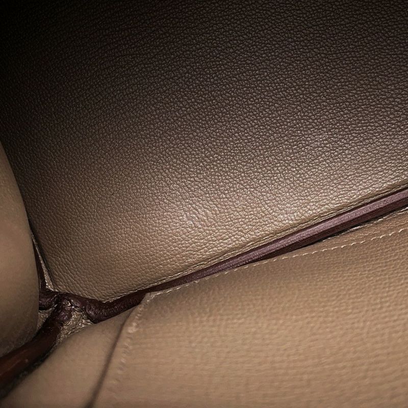 エルメス バーキン25 トリコロール エトゥープ/グリスペール/エベンヌ/シルバー金具 エプソン B刻印HERMES Birkin