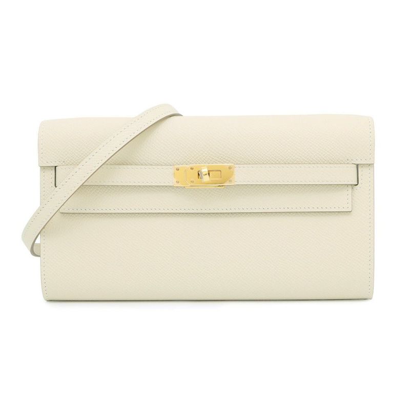 エルメス ケリーウォレット ロング トゥーゴー クレ/ゴールド金具 エプソン K刻印 財布