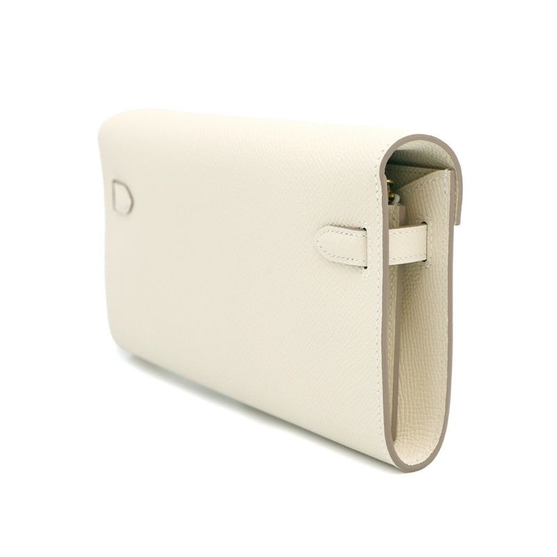 エルメス ケリーウォレット ロング トゥーゴー クレ/ゴールド金具 エプソン K刻印 財布