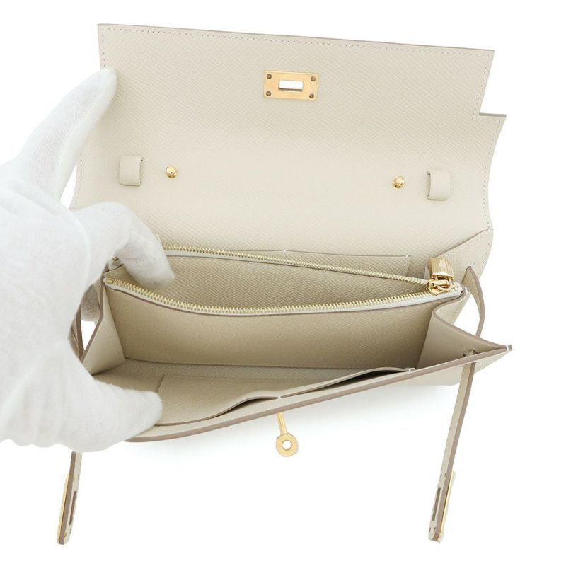 エルメス ケリーウォレット ロング トゥーゴー クレ/ゴールド金具 エプソン K刻印 財布