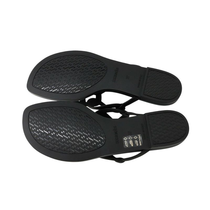 エルメス サンダル エジェリ シェーヌダンクル ラバー レディースサイズ37 HERMES 靴 黒