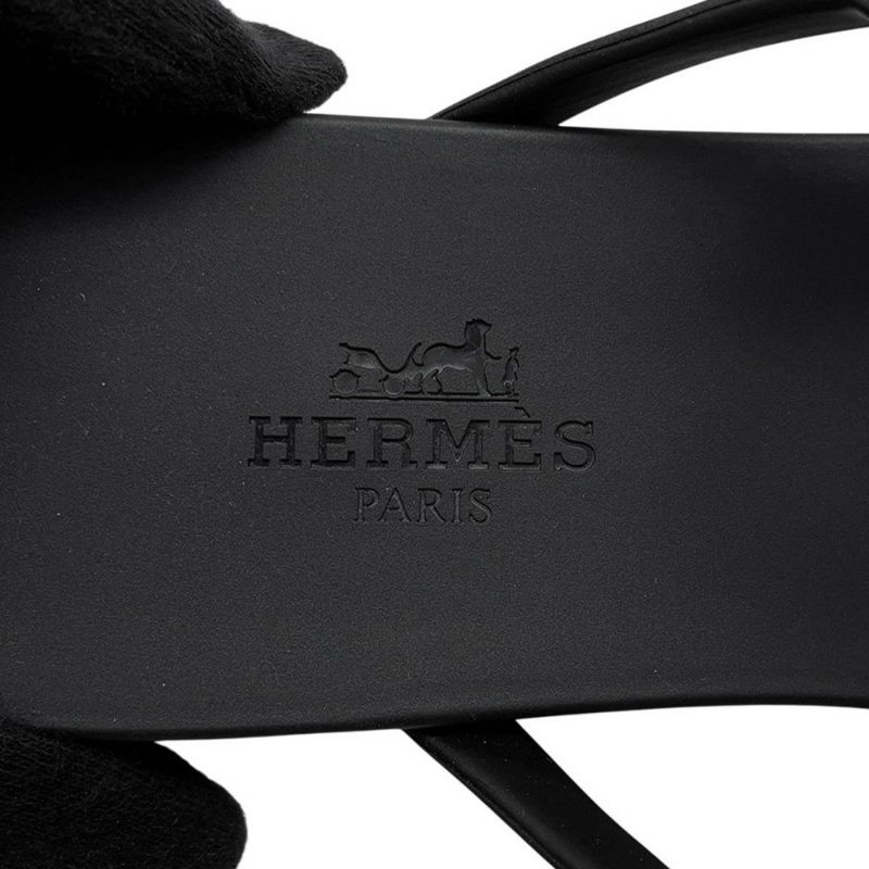 エルメス サンダル エジェリ シェーヌダンクル ラバー レディースサイズ37 HERMES 靴 黒