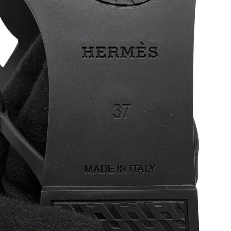 エルメス サンダル エジェリ シェーヌダンクル ラバー レディースサイズ37 HERMES 靴 黒