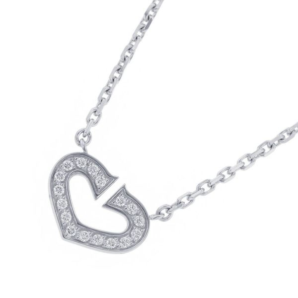 カルティエ ネックレス Cハート ネックレス ダイヤモンド K18WGホワイトゴールド Cartier ペンダント