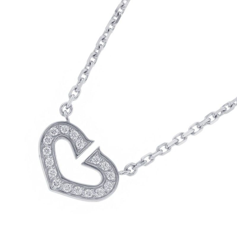 カルティエ ネックレス Cハート ネックレス ダイヤモンド K18WGホワイトゴールド Cartier ペンダント