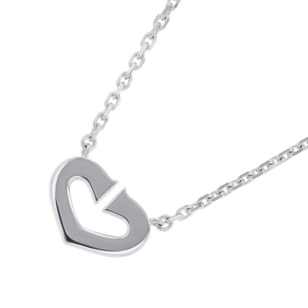 カルティエ ネックレス Cハート ネックレス ダイヤモンド K18WGホワイトゴールド Cartier ペンダント