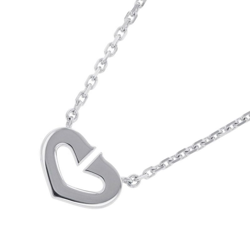 カルティエ ネックレス Cハート ネックレス ダイヤモンド K18WGホワイトゴールド Cartier ペンダント