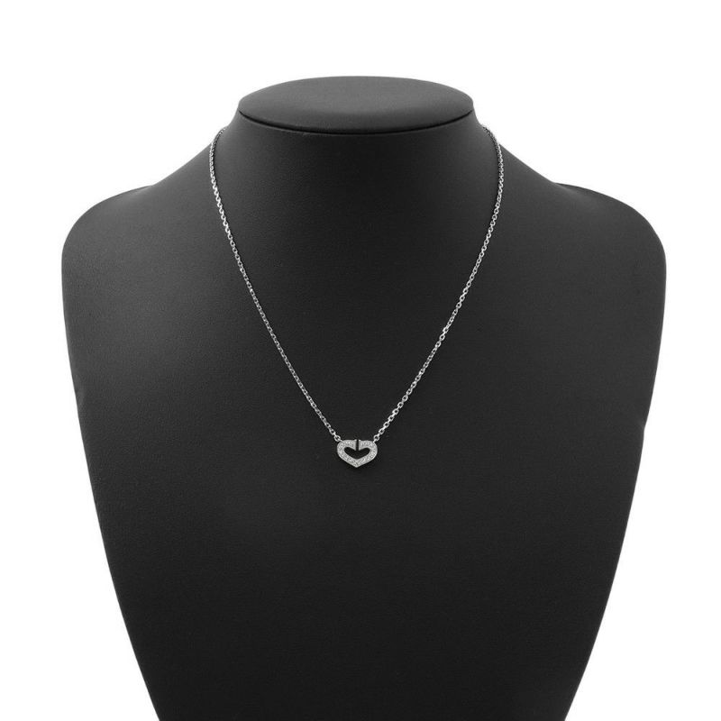 カルティエ ネックレス Cハート ネックレス ダイヤモンド K18WGホワイトゴールド Cartier ペンダント