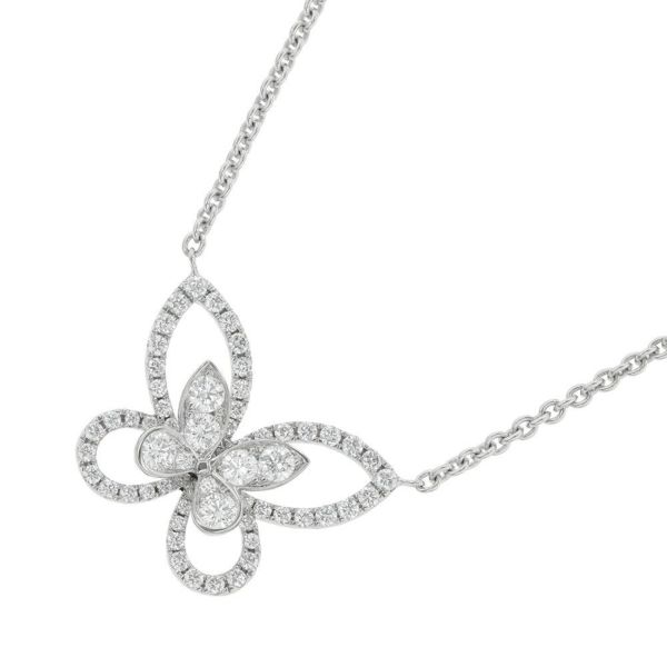 グラフ ネックレス バタフライ シルエット ダイヤモンド スモール ペンダント ダイヤ 58P 計0.61ct K18WGホワイトゴールド GRAFF