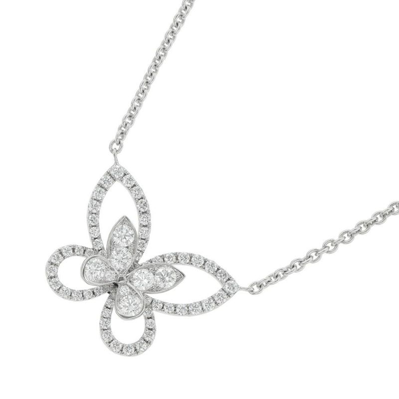 グラフ ネックレス バタフライ シルエット ダイヤモンド スモール ペンダント ダイヤ 58P 計0.61ct K18WGホワイトゴールド GRAFF