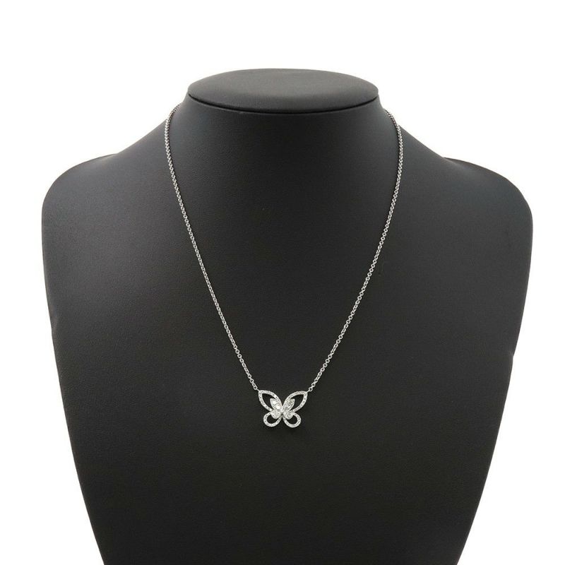 グラフ ネックレス バタフライ シルエット ダイヤモンド スモール ペンダント ダイヤ 58P 計0.61ct K18WGホワイトゴールド GRAFF
