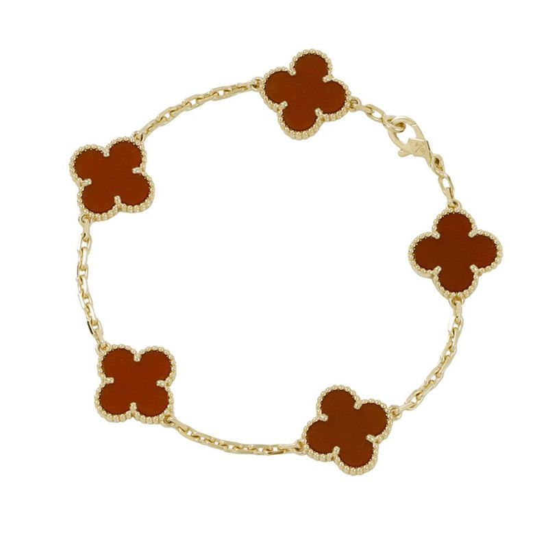 ヴァンクリーフ＆アーペル ブレスレット ヴィンテージ アルハンブラ ブレスレット 5モチーフ カーネリアン K18YG VCARD35500