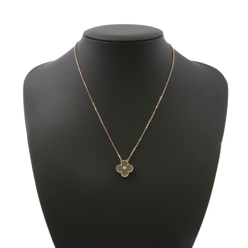 ヴァンクリーフ&アーペル ネックレス ヴィンテージ アルハンブラ シルバーオブシディアン ダイヤ 1P K18PG VCARP9T000 2023年ホリデー限定