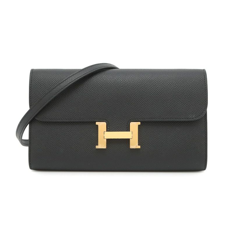 エルメス 長財布 コンスタンス トゥーゴー ロング ブラック/ゴールド金具 エプソン K刻印 財布 黒