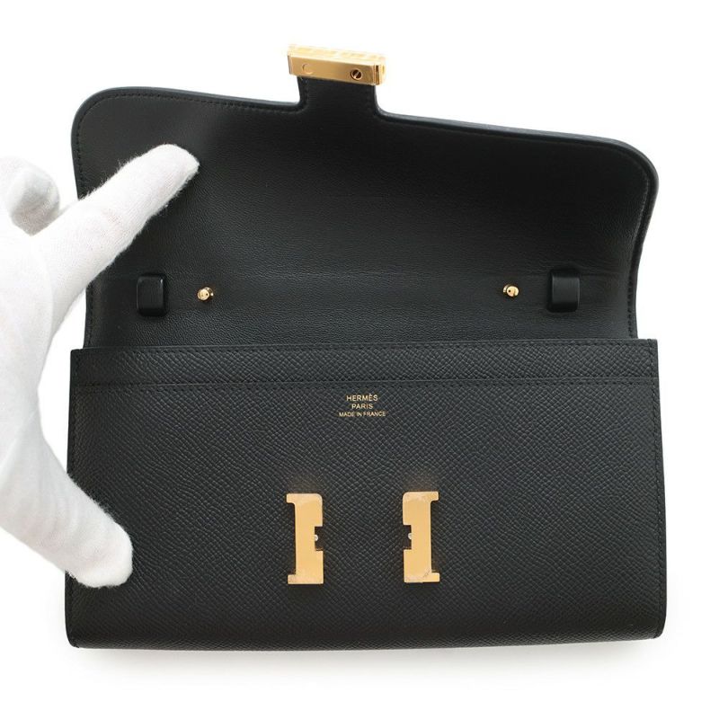 エルメス 長財布 コンスタンス トゥーゴー ロング ブラック/ゴールド金具 エプソン K刻印 財布 黒