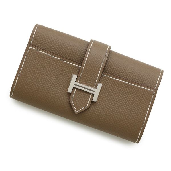エルメス 4連キーケース ベアン エトゥープ/シルバー金具 エプソン W刻印 HERMES