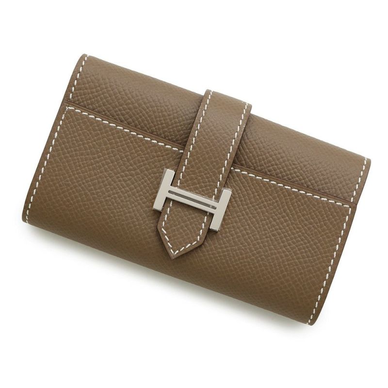 エルメス 4連キーケース ベアン エトゥープ/シルバー金具 エプソン W刻印 HERMES