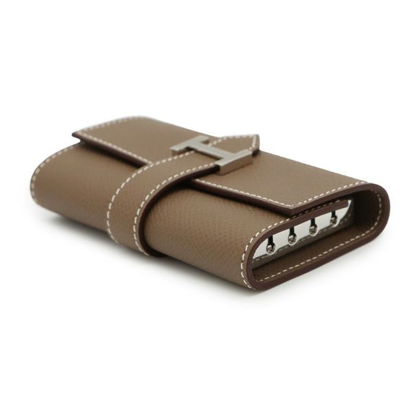 エルメス 4連キーケース ベアン エトゥープ/シルバー金具 エプソン W刻印 HERMES