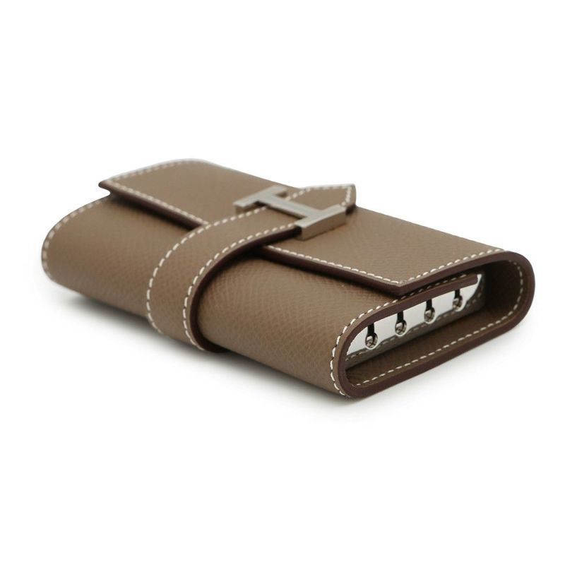 エルメス 4連キーケース ベアン エトゥープ/シルバー金具 エプソン W刻印 HERMES