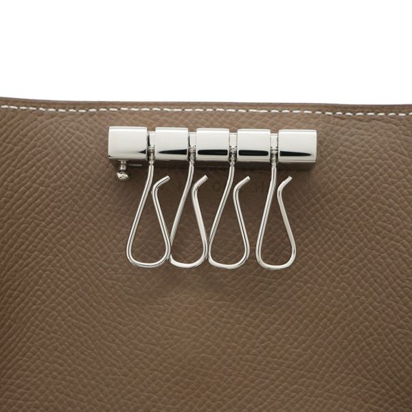 エルメス 4連キーケース ベアン エトゥープ/シルバー金具 エプソン W刻印 HERMES