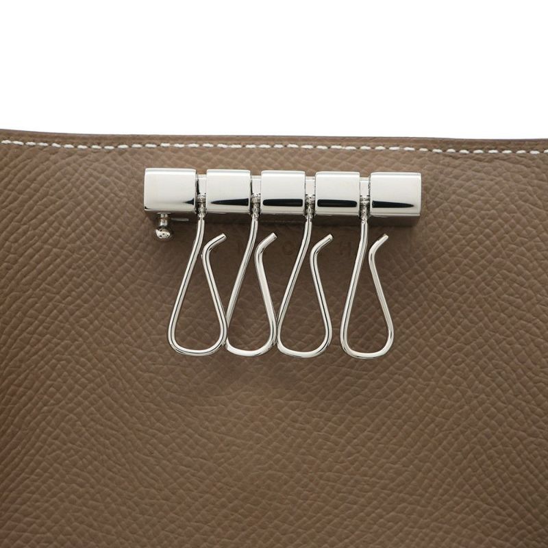 エルメス 4連キーケース ベアン エトゥープ/シルバー金具 エプソン W刻印 HERMES