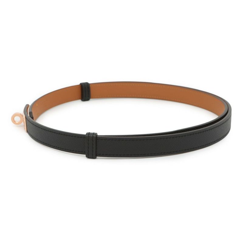エルメス ケリーベルト 18 ブラック/ゴールド/ピンクゴールド金具 エプソン K刻印 HERMES べルト