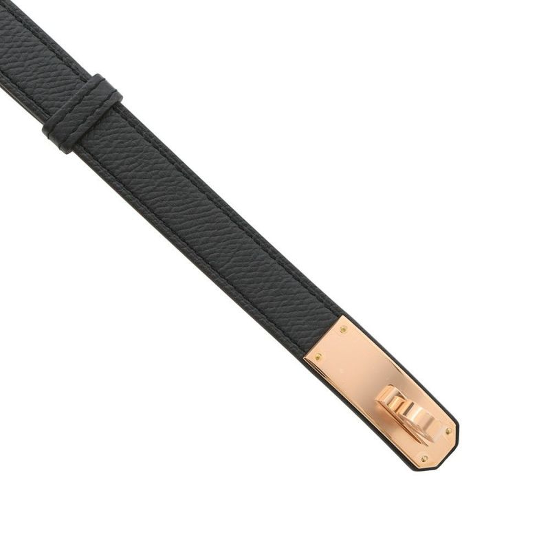 エルメス ケリーベルト 18 ブラック/ゴールド/ピンクゴールド金具 エプソン K刻印 HERMES べルト