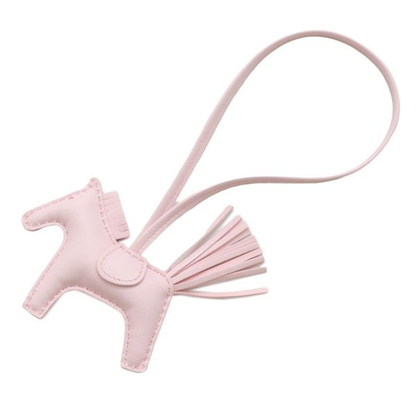 エルメス バッグチャーム ロデオPM ローズダーリン ラムスキン K刻印 HERMES チャーム オーナメント