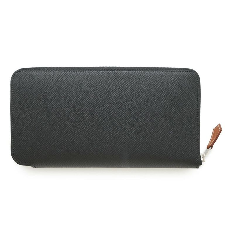 エルメス 長財布 アザップロング シルクイン ブラック/シルバー金具 エプソン K刻印 財布 黒