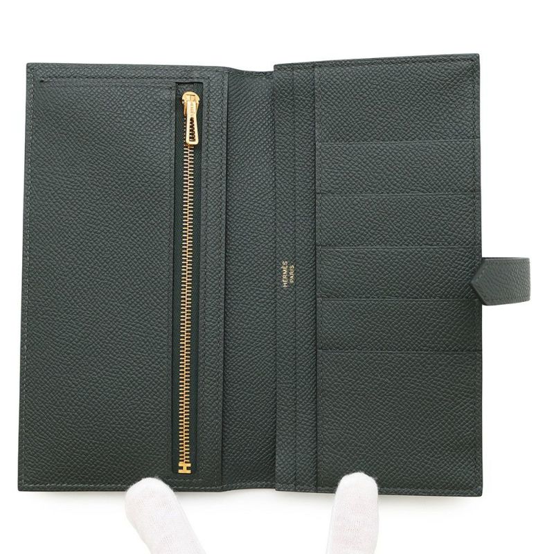 エルメス 長財布 ベアンスフレ ヴェールフォンセ/ゴールド金具 エプソン K刻印 HERMES 財布