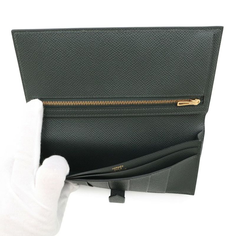 エルメス 長財布 ベアンスフレ ヴェールフォンセ/ゴールド金具 エプソン K刻印 HERMES 財布