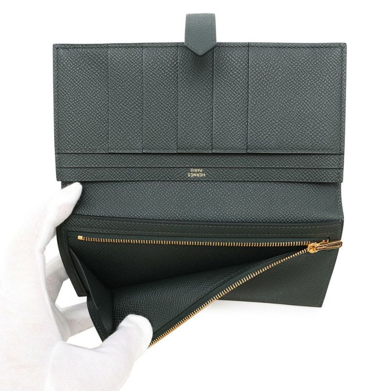 エルメス 長財布 ベアンスフレ ヴェールフォンセ/ゴールド金具 エプソン K刻印 HERMES 財布