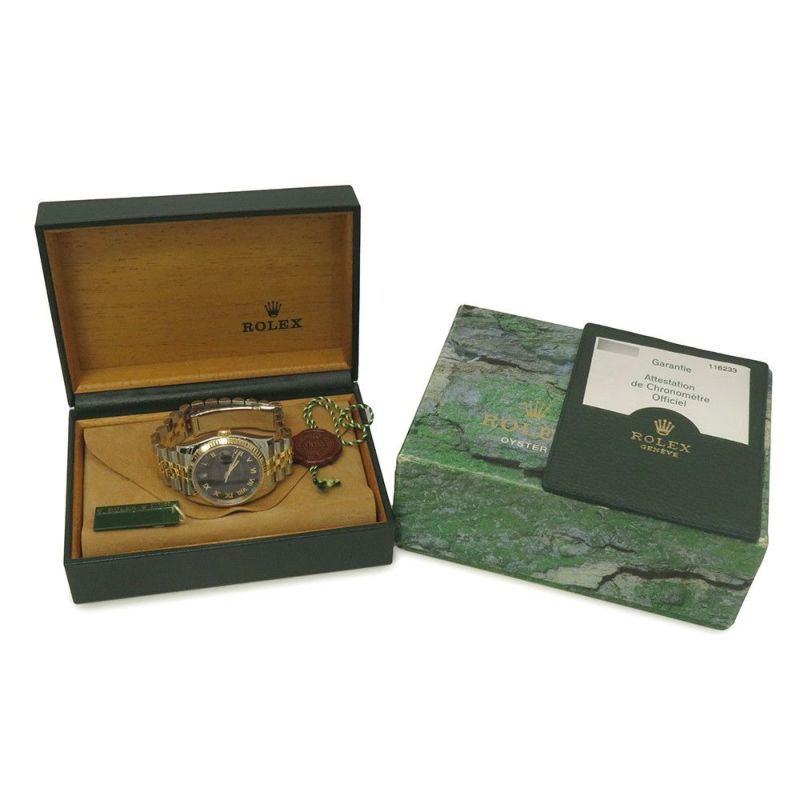 ロレックス デイトジャスト F番 SS/K18YG 116233 ROLEX 腕時計 ブラックサンビーム文字盤