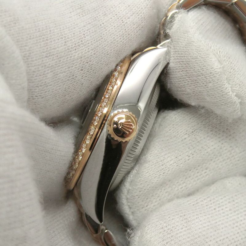 ロレックス レディ デイトジャスト SS/K18PG ダイヤベゼル 279381RBR チョコレート文字盤 9Pスターダイヤ IXダイヤ