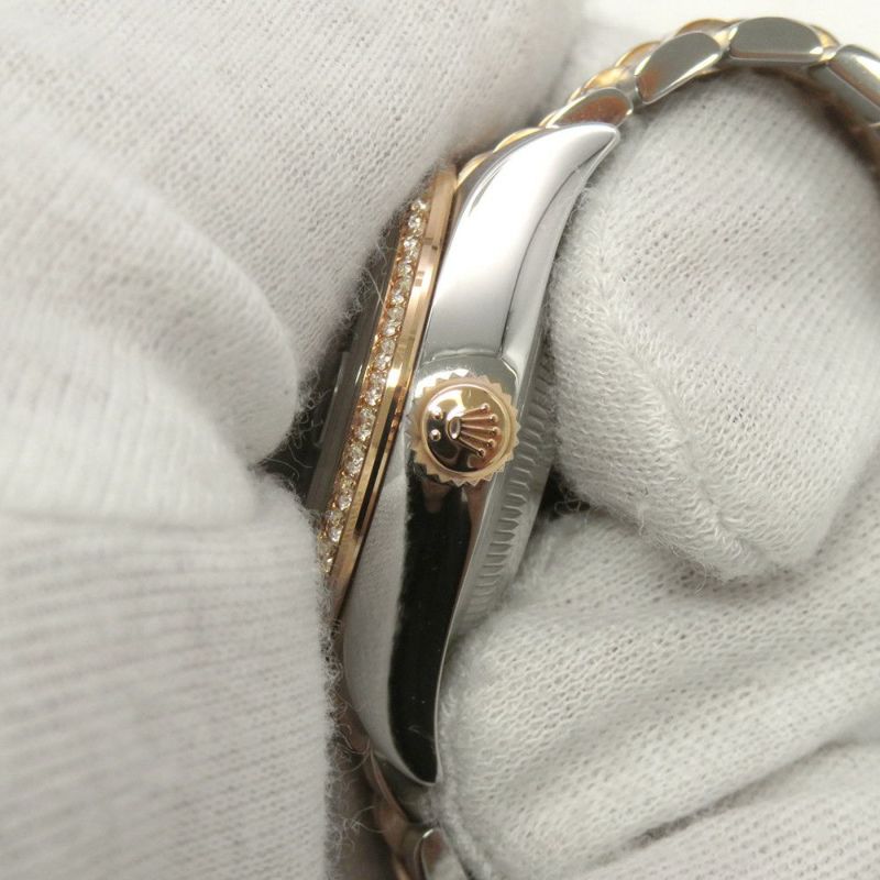 ロレックス レディ デイトジャスト SS/K18PG ダイヤベゼル 279381RBR チョコレート文字盤 9Pスターダイヤ IXダイヤ