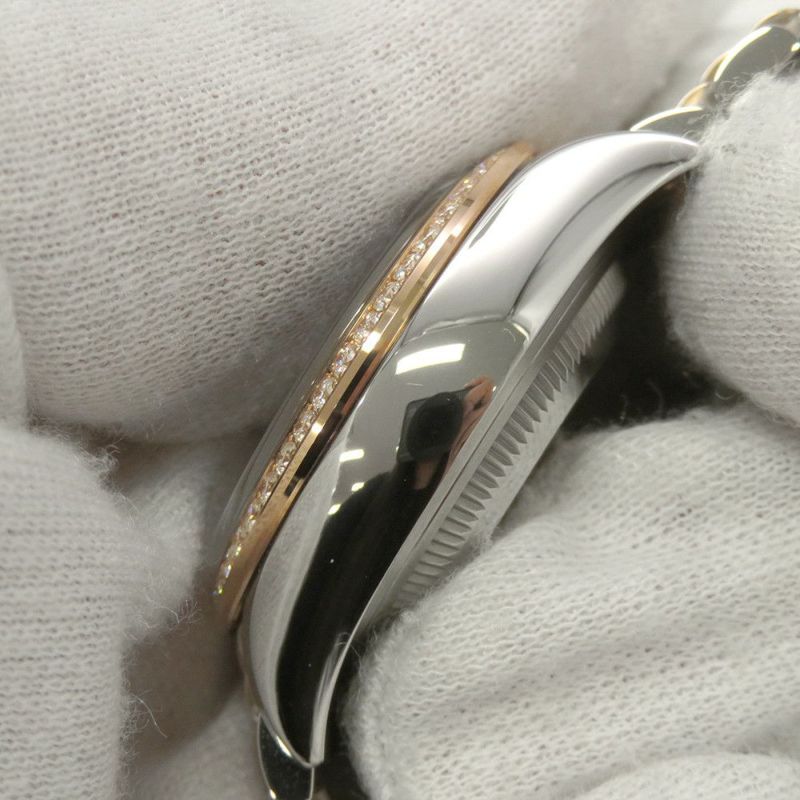 ロレックス レディ デイトジャスト SS/K18PG ダイヤベゼル 279381RBR チョコレート文字盤 9Pスターダイヤ IXダイヤ