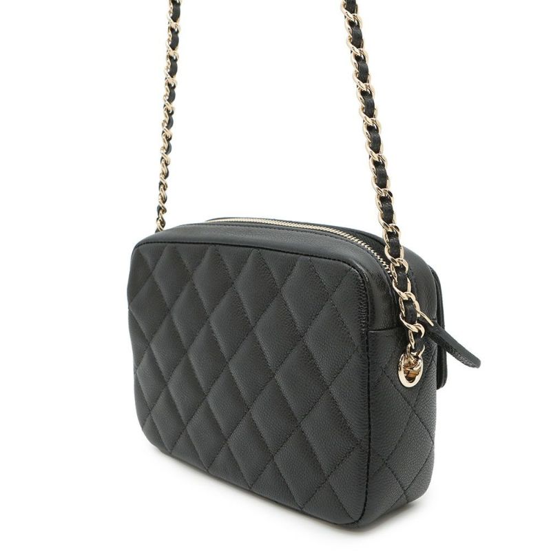 シャネル チェーンショルダーバッグ マトラッセ ココマーク クラシック チェーンクラッチ キャビアスキン AP4425 黒