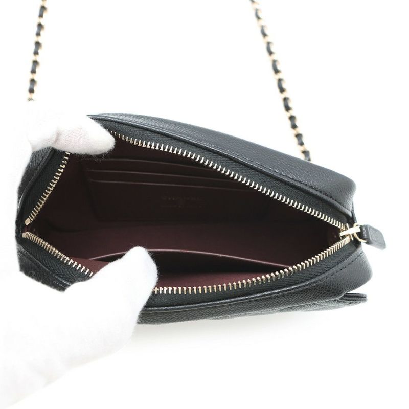 シャネル チェーンショルダーバッグ マトラッセ ココマーク クラシック チェーンクラッチ キャビアスキン AP4425 黒