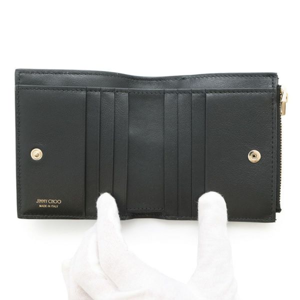 JIMMY CHOO ミニ財布 黒 レザー 星型スタッズ ジミーチュウ 二つ折り財布 ハニ HANNI スタースタッズ レザー